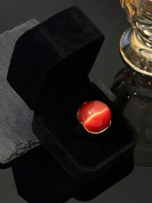 1pc Retro Chic Oversized Cat Eye Stone Ring, Unique Personalized Accessory Suitable For Men & Women, Everyday Wear Or Holidays