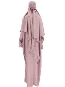 1 Set Solid Color Breathable Fabric Women Hijab And Muslim Abaya, Suitable For Women's Daily Wear For Dress - Black - View 14