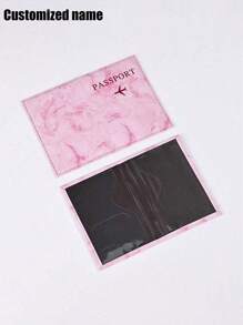 1 Piece Customized Name PU Passport Holder, Credit Card Holder, ID Wallet, Travel Accessories, Wedding Gift, Multi-Function Protector For Important Travel Documents Protection During Airplane Cross-Border Travel, Passport Cover, Passport Holder, Passport Wallet, Holiday Back To School Passport Bag, Essential Travel Accessories For Men And Women - one-size - View 3