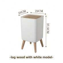 Cylinder Office Trash Can With Quiet Close Lid - Press Top, Plastic, Odor-Proof, Space-Saving, Easy To Clean, For Office, Kitchen, Bathroom, Bedroom - No Electricity Needed