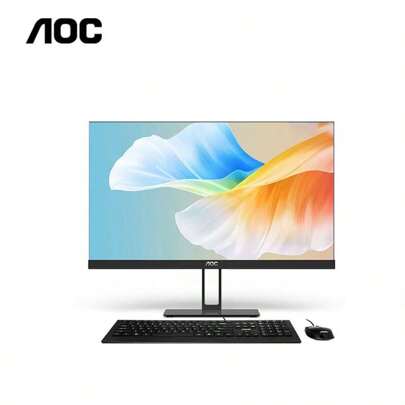 AOC 23.8" All-In-One Desktop Computer E33, Commercial & Home Office, N5095 Processor, 8GB DDR4, 256GB SSD, Wi-Fi 5, High Color Gamut IPS Screen, Wired Keyboard & Mouse, Windows 11 Pro