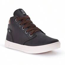 CALCADOS LGHT LIGHT Tenis Botinha Infantil Meninos Casual Cano Alto Confortavel + Mochila Chinelo Oculos Relogio - Café - Visão 4