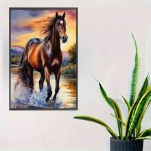 1 Set DIY 5D Diamond Painting - Majestic Galloping Horse At Sunset, 11.8x15.75 Inches Unframed Art | Full Round Diamond Drill And High-Quality Canvas | Vibrant Home Decor Craft For Beginners And Relaxation Enthusiasts - Multicolor - View 7