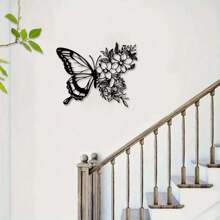 1pc, Butterfly Metal Wall Decor, Boho Butterfly Decor, Wall Art Iron Hanging, Wall Decor, Flower Wall Art For Bedroom Living Room Home, Indoor Outdoor Farmhouse Decor Gifts Birthday Graduation