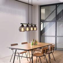Hanglamp Eettafel Vintage Hanglamp - Zwarte Metalen Eettafellamp E27 Fitting Retro Hanglamp Industrieel Design Restaurantlamp 4-Lichts Lente Hanglamp Voor Eetkamer En Keuken.