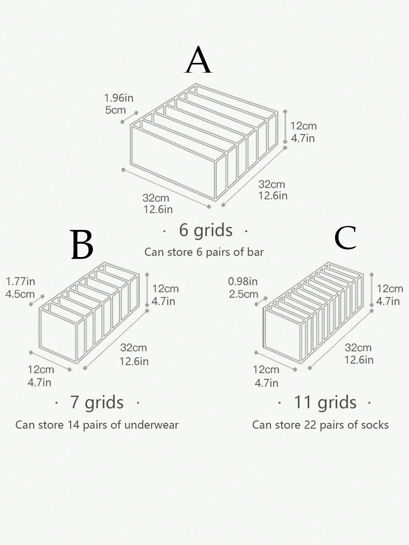 صندوق تخزين مقسم للملابس الداخلية والجوارب للأدراج...