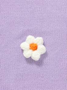 可客製化手工刺繡花卉針織兒童毯，柔軟甜美花卉圖案嬰兒毯，適合四季使用，字母、刻字、裝飾、精緻、時尚、現代、客製、個性化、獨特、客製化，嬰兒禮物，適合給他/她的理想禮物，兒子、女兒，溫柔母性，嬰兒洗禮禮物 - 紫色 - 查看 5