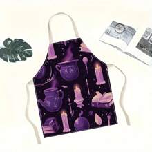 1pc Magical Cauldron And Candlelit Grimoire Apron 3D Pattern Linen Apron For Home Cooking, Kitchen Wear, And Cooking Enthusiasts - Multicolor - View 7