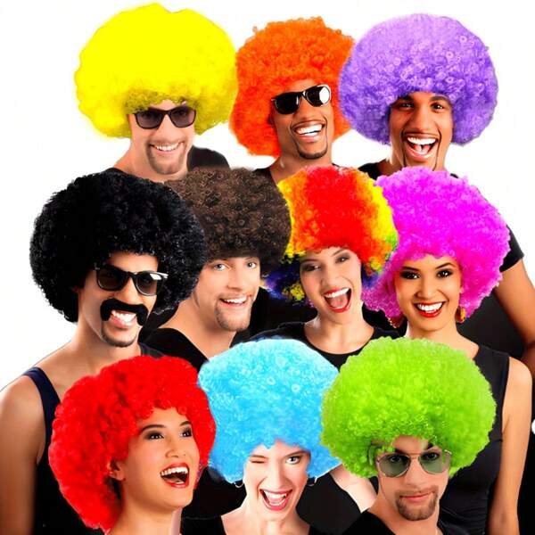 Parrucca afro vivace - Paroncina a forma di clown colorante per feste, fans e eventi a tema, berretto a rete E, F Low a bassa temperatura, perfetta per cosplay e regali festivi, parrucche festiva Acconciatura riccia * Pardoncina, accessori paron