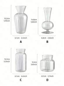1 pièce Vase en verre rayé rétro, vase à fleurs en verre transparent simple avec décoration de bouton de fleur. Ornement de vase d'arrangement floral pour décoration de bureau à domicile, décoration de chambre, décoration de salle de bain, décoration de mariage, décoration de salon