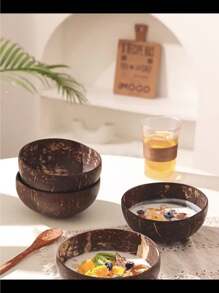 Ensemble de bols en coquille de noix de coco faits main avec cuillère - non chargé, matériau en bois doux, idéal pour les salades, les fruits et les céréales. Cadeau de la Fête des Mères, bol en noix de coco