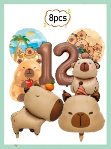 卡通水豚铝箔气球生日派对装饰可爱水豚气球数码铝膜气球最佳礼物生日毕业 - 彩色 - 查看 23