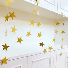 1set 4 Meters Shinning Bright Stars Decorate Birthday, Flags Blue Silver Gold Rose Gold House Decoration Outdoor Decoration Garland Stage Star Pendant