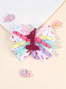 1 件甜美彩色线卷发夹，生日派对数字装饰儿童发饰