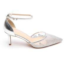 Tacones altos de punta con decoración de rhinestones, elegantes y de moda - Plateado - Ver 3
