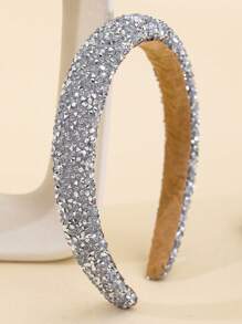1pc Girl's Pink Crystal Headband, Silver Starry Fashion Hair Hoop For Girls, Suitable For Daily Wear And Parties