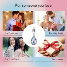 Easvnya 银色闪亮星星和月亮蛋形吊坠，3D 设计精致时尚，适合手链和项链，可作为生日和节日的完美珠宝礼物 - 一件閃耀星月彩蛋吊飾 - 查看 7