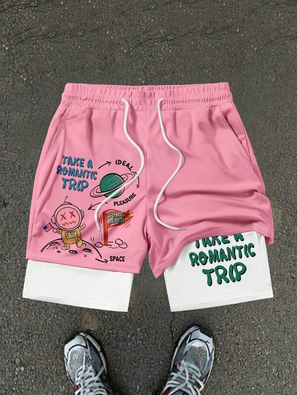 Pantalones cortos deportivos casuales cómodos con estampado para hombres