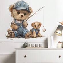 Nuevos adhesivos de pared creativos con mariposas y arcoíris de colores, para decoración de sala de estar, dormitorio, habitación infantil. Diseño de oso y pelota de pesca, calcomanía de pared para el hogar, decoración de dormitorio