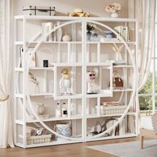 Tribesigns 70.8 Inch Tall Engineered Wood Etagere Bookcases With 8 Open Storage Shelf, Book Shelf Display Tack Shelving Unit For Home Office Living Room - 白色 - 查看 5