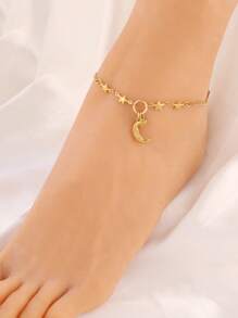 1 件装不锈钢锁月心形吊坠链脚链女式时尚星星链脚踝手链沙滩珠宝 - 腳鍊 - 查看 5
