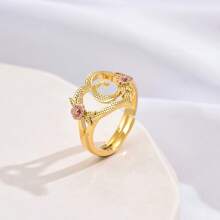 1pc Stylish Adjustable Rings With Heart, Letter, Geometric Pattern Design, Fashion Accessories, Ideal Gift