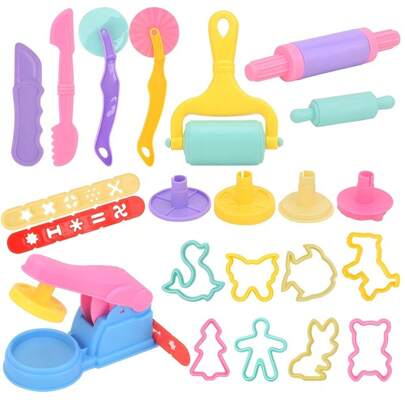 Set de 7/8/20/22/4 piezas de moldes de barro de goma DIY para jugar con plastilina que incluye herramientas como extrusor, rodillo, tijeras y moldes para hacer helado, fideos y talla grande. Un regalo ideal para fiestas de cumpleaños y días festivos para niños.