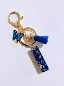 1pc Women's Beige Resin Letter Heart Shape Tassel Casual & Cute Style Keychain, Creative Decoration Gift For Friend Car Accessories Bag Charm Backpack For School Goth Y2k