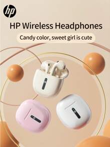 HP 5.3 Wireless Headphones, 30 Hours Super Long Battery Life, Touch Volume Control, Compatible With Various Devices Including Desktop, Laptop, Mobile Phone, Fashionable & Casual, Lovely Christmas Gift For Female Students, Includes Earphone Storage Bag, Type-C Interface - Pink - View 2