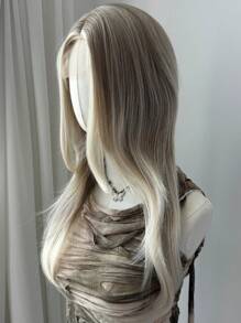 Blonde Wavy Wig 22inch Synthetic Heat Resistant LongLength U Lace Shape Small Lonc Wave Curly Wig ForFashion Wvoman Daily Use - Gray Highlight - View 4