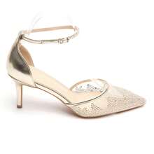 Tacones altos de punta con decoración de rhinestones, elegantes y de moda - Dorado - Ver 4
