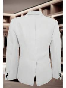 PLAIN JACKET WITH ONE BUTTON FLAP - White - View 3