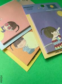 Set Of 3 Packs Of Multicoloured Sticky Notes With Figures. Each Pack Of Notes Contains 30 Sticky Notes, Ideal For Use In The Office Or For Reminders At Home. You Will Receive 3 Packs Of Sticky Notes In Random Colours And Designs. - Multicolor - View 2