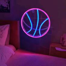 1pc LED Basketball Shaped Neon Wall Decor Light, Battery/USB Powered, Romantic Fairy Light For Home, Gamer Room, Party, Birthday Gift, Bedroom Decoration