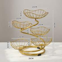 1 件 5 层铁制果盘，豪华水果篮收纳托盘，家用客厅典雅零食果盘，客厅创意多层果盘 - 金色 - 查看 5