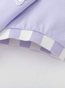 Balabala Girls' Polo Colorblock Dress, Fashionable Summer Outfit - Pink Purple - View 6