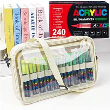 1 Set Multi-Colour Acrylic Paint Soft Tip Pen Stroke Marker Set Multi-Color Waterproof Quick Dry Marker Creative DIY Handbook Painting Graffiti God Poster Handwriting Greeting Card Drawing Pen Art Design Gift Stationery Student Office Hand Drawing Tools Cost-Effective Art Tools