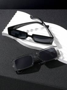 1 件时尚黑色方形框架 Y2K 风格超大中性时尚眼镜，适合夏季海滩、街头风格的休闲装、西装、毛衣、夹克、连帽衫、皮裤和工装裤 - 多色 - 查看 6