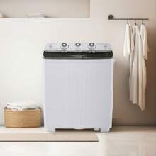 CLIPOP Twin Tub Washing Machine 6KG Total Capacity Washing Machines 4.5KG Washer 1.5KG Drying, Mini Washing Machine With Timer Control & Drain Pipe, Portable Washing Machine For Apartment Dorms Camp - UK Plug(220-240V) - View 3