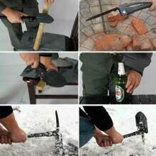 1pcs Folding Shovel Pick Spade Digging Multifunctional Compact Outdoor Camping Black - Black - View 7