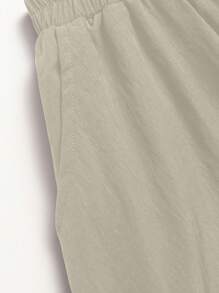 Saia Volumosa Feminina com Elástico na Cintura e Bolsos, Saia Longa Reta em Cor Sólida