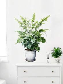 1pc Home Decorations Classic Style Green Potted Plant Wall Sticker, For Office, Bedroom, Living Room And Entrance, Self-Adhesive PVC Decor - Fashionable Plant Wall Mural, Wall Decal, Vinyl Decal For Home Decorations, Wall Decoration Items Refresh Your Home Gifts Birthday Graduation Room Decor Bathroom Decor Bedroom Decor Room Decoration Stuff Living Room Decor House Decor Home Decor Living Room Wall Art Wall Paper Stickers