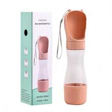 1个便携式狗狗水瓶，聚丙烯防漏宠物饮水杯，带喂食勺，户外遛狗饮水器，宠物饮水器