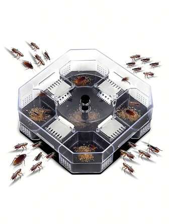 1 个可重复使用的蟑螂陷阱：1 个室内厨房蟑螂陷阱盒、蟑螂杀手、害虫控制（无诱饵）