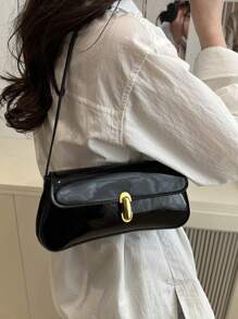 时尚简约休闲PU翻盖腋下包。适合购物、日常携带，学生、年轻女性和职业女性均可使用。完美适用于办公室、大学、工作、商务、通勤、户外活动、旅行和野餐。