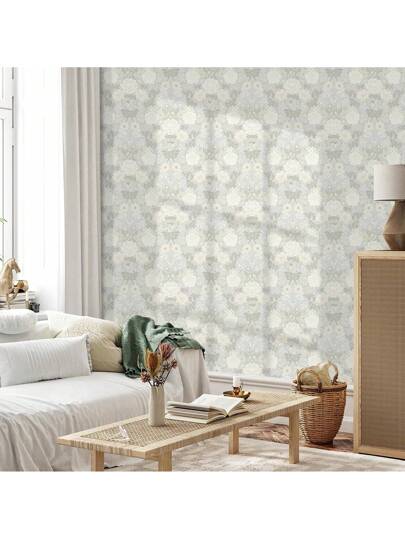 Roll Elegante Vintage Bohemian Peel Stick Wallpaper Brown/White Background Bloemen Pattern, Waterproof, Moisture Proof, Removable, Easy To Install, Home Wand Sticker, Kitchen, Bedroom, Living Room, Cabinet, Wardrobe, Tafel Furniture Refurbishment, 44*300/500/1000cm Size view 6