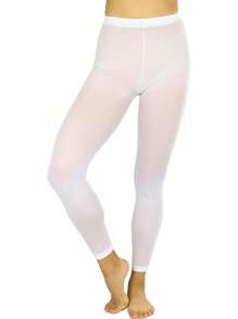 1pc Women Solid Color Fashionable Skinny Fit Ankle Length Leggings, Cozy - White - View 5