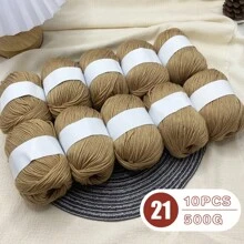 10 piezas Hilo de mezcla de seda de lujo [Aproximadamente 500g/10 Bolas por paquete] Hilo tejido suave y amigable con la piel de lana y cachemir - Adecuado para suéteres, bufandas, sombreros, mantas para bebés, cárdigans y chaquetas | Disponible en varios colores y multicolor