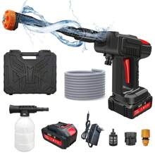 Cordless Pressure Washer' 970PSI Portable Pressure Washer' High Power Handheld Washer With 6-In-1 Adjustable Nozzle' 24V 2000 MAh Battery For Car' Floor' Garden