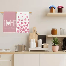 2 piezas Toallas de cocina con diseño de corazón, 3 opciones de color - 16x24 pulgadas, súper suaves y absorbentes - Toallas de tela lavables a máquina con diseño de corazón de San Valentín, para decoración del hogar, regalos festivos, decoraciones de boda, trapos de cocina (Rojo, Rosa, Negro)